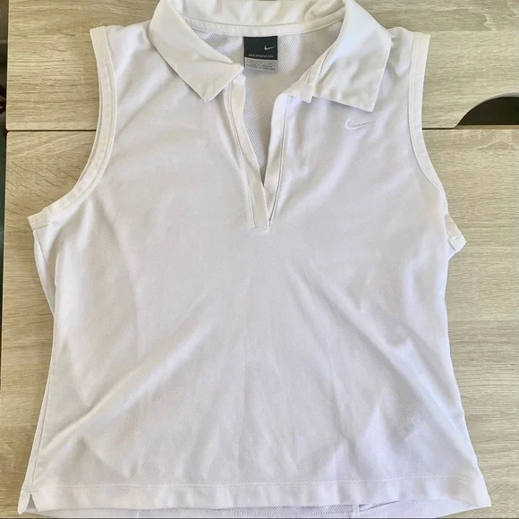 Vintage Nike Womens White Sleeveless Collar Crop Style Top Size Small - Picture 2 of 6